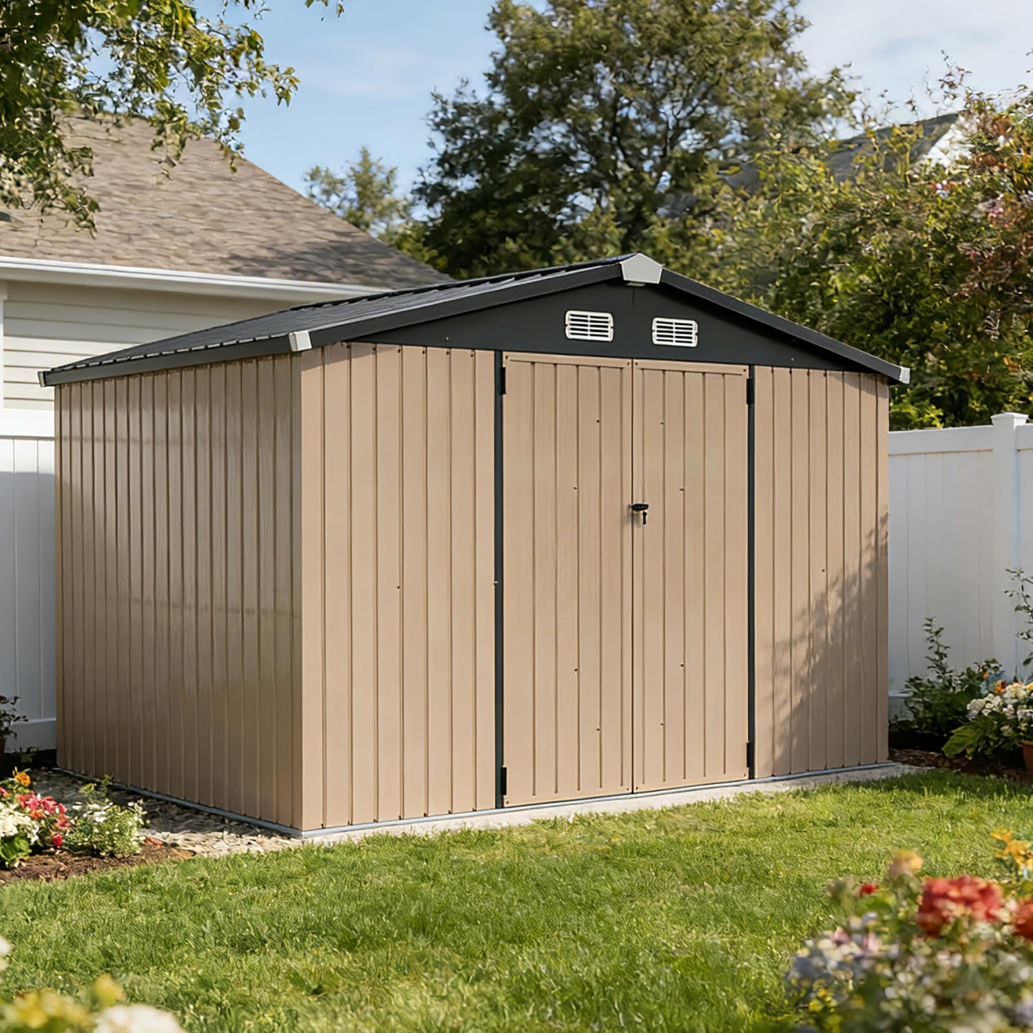 Amazon.com : Aoxun 10 x 8FT Outdoor Storage Shed with Double